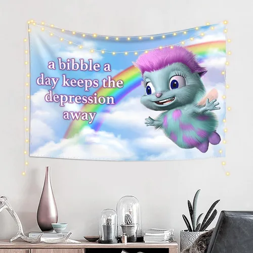 Miniatura 6 de FENDROM Bibble Meme Tapiz Bibble Happiness Novedad Colgante de Pared, Manta Decorativa Divertida Habitación Universitaria Hostal Decoración