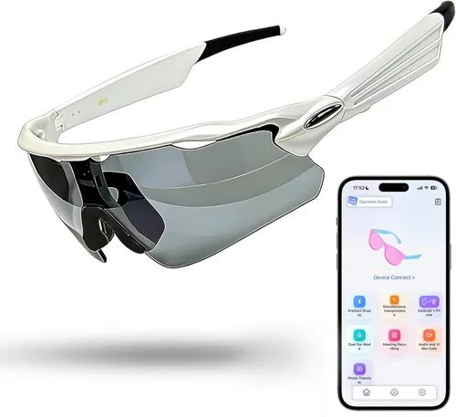 Miniatura 12 de Lentes de audio inteligentes Bluetooth, gafas de sol Bluetooth para correr, ciclismo, con asistente de voz AI, llamadas manos libres y música