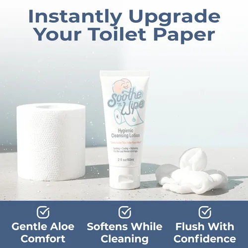 Miniatura 2 de Soothe 'n Wipe Loción limpiadora higiénica de 2 onzas, alternativa de toallitas desechables con aloe e hidratantes, humedecedor de papel higiénico