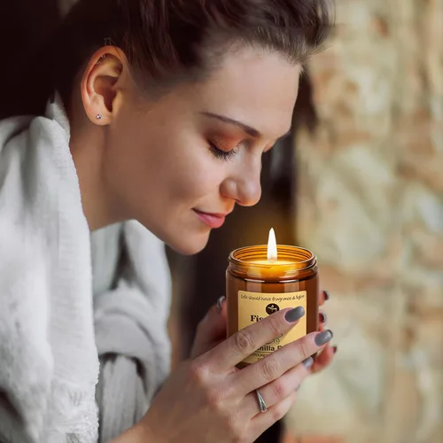 Miniatura 3 de Fissiworx Juego de 2 velas perfumadas de lavanda, cera de soja natural vertida a mano, 60 horas de combustión de larga duración, relaja y alivia