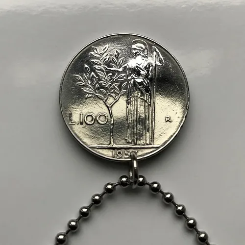 Miniatura 4 de 1978 Italia 100 Lire moneda colgante laureado Roma Milán Venecia Florencia Turín Napoli Bolonia Verona Génova Módena Pisa Siena Módica Perugia