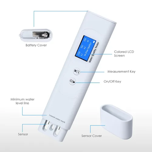 Miniatura 5 de Probador de calidad del agua TDS Mater, 6 en 1 probador digital de agua, COD/TOC/TDS/UV275/EC/probador de calidad de agua temporal para agua