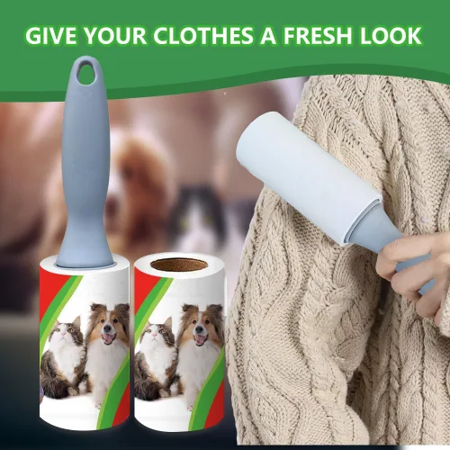 Miniatura 6 de Rodillos de pelusa para mascotas, paquete de 3, 90 hojas cada uno, rodillo adhesivo reutilizable para pelo de mascotas, removedor de pelo de gatos