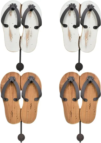 Miniatura 8 de Aecipl Ganchos de pared de madera para colgar chanclas, letrero de decoración temática de playa, gancho náutico para toallas para baño, dormitorio