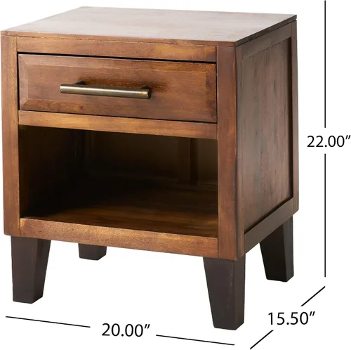Miniatura 3 de GLENDORA rústico acacia de grano natural baúl de madera Mesita de noche