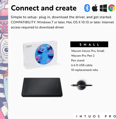 Miniatura 7 de Wacom Intuos Pro - Tableta de dibujo, pequeña tableta gráfica inalámbrica de arte de 10.6 x 6.7 pulgadas con Pro Pen 2 y anillo táctil, almohadilla