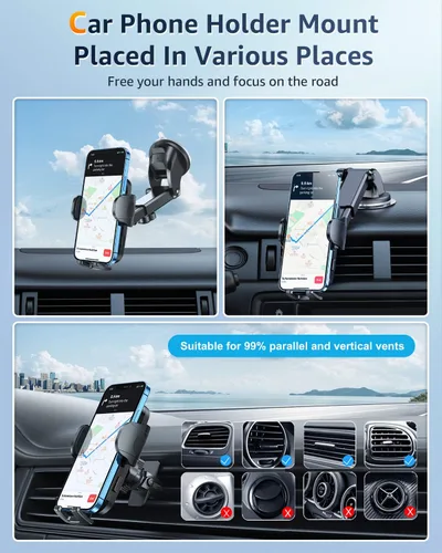 Miniatura 5 de Cargador de teléfono de coche certificado Qi2 para MagSafe, brazo plegable y ajustable de 360°, soporte magnético universal para pantalla de espejo