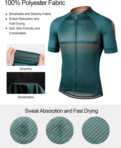 Miniatura 2 de LAMEDA Camiseta de ciclismo para hombre, transpirable, ligera, de manga corta, elástica, con cremallera completa