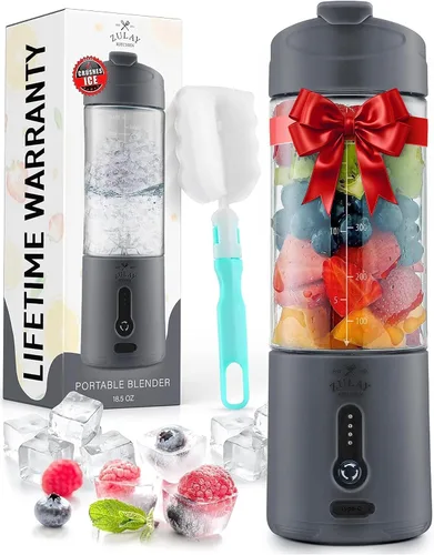 Miniatura 10 de Zulay Kitchen Licuadoras personales de 18 onzas que trituran el hielo, licuadora de viaje inalámbrica recargable por USB-C, licuadora portátil
