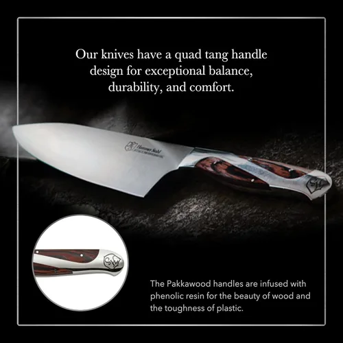 Miniatura 4 de Hammer Stahl Cuchillo de chef de 8 pulgadas, acero forjado alemán de alto carbono, cuchillo de cocina profesional, mango ergonómico de madera