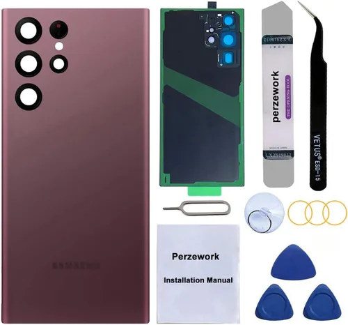 Miniatura 8 de Reemplazo de cristal trasero trasero para Samsung Galaxy S22 Ultra 6.8 pulgadas 5G con kit de herramientas de reparación y adhesivo preinstalado
