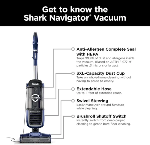 Miniatura 9 de Shark NV151 Navigator Swivel Pro - Aspiradora vertical completa con filtración HEPA, dirección giratoria, cepillo eléctrico para mascotas