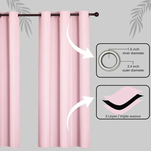 Miniatura 4 de Cortinas opacas para oscurecer la habitación, con aislamiento térmico, cortinas opacas con ojales para puertas y ventanas de poliéster