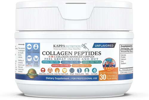 KAPPA NUTRITION Péptidos de colágeno en polvo, complejo avanzado multicolágeno 5 en 1 con péptidos de colágeno hidrolizados, soporta la piel,