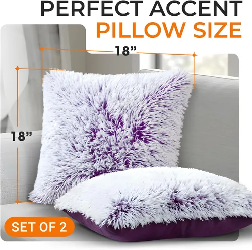 Miniatura 4 de Cheer Collection Almohadas Decorativas para Sofá y Cama, Almohadas Decorativas Suaves de Pelo Largo con Rellenos Incluidos, Acogedoras Almohadas