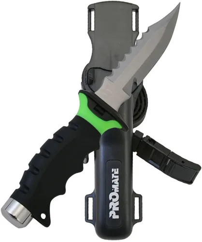 Miniatura 8 de Promate KF510-Negro, cuchillo de buceo de acero inoxidable con punta afilada