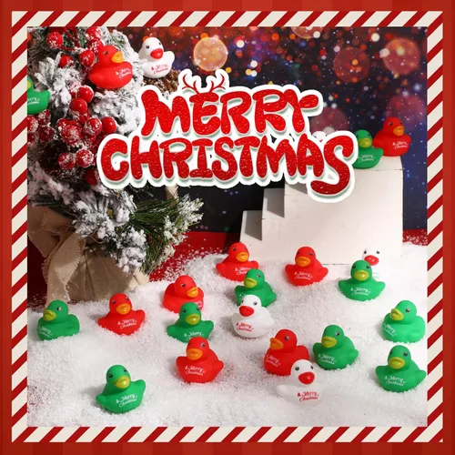 Miniatura 7 de Junkin 25 piezas de patos de goma de Feliz Navidad a granel, mini patos de goma pequeños a granel, regalo de Navidad para regalos de fiesta
