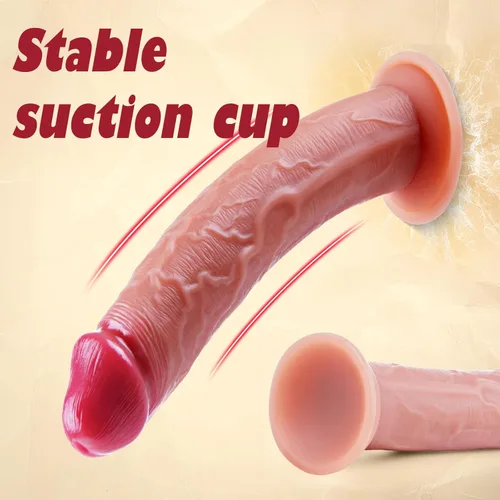 Miniatura 3 de Consolador anal largo realista de silicona líquida de 9 pulgadas con ventosa, consoladores flexibles y grandes de piel real, para el pene gay