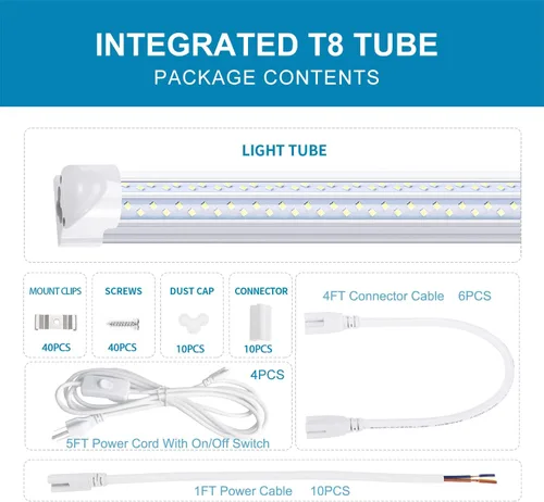 Miniatura 5 de Lámpara LED de tienda de 8 pies, forma de V, 120 W, 14400 lúmenes, 6000 K (blanco frío), lámpara de tubo integrada T8 de 8 pies y 96 pulgadas, Plug