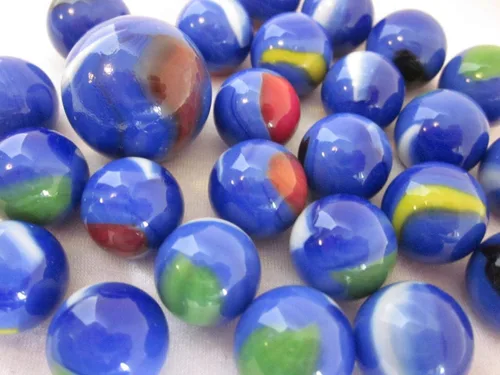 Miniatura 4 de ~25 canicas de cristal delfín azul/naranja/amarillo remolino estilo clásico paquete de juego (24 jugadores, 1 tirador) decoración/relleno