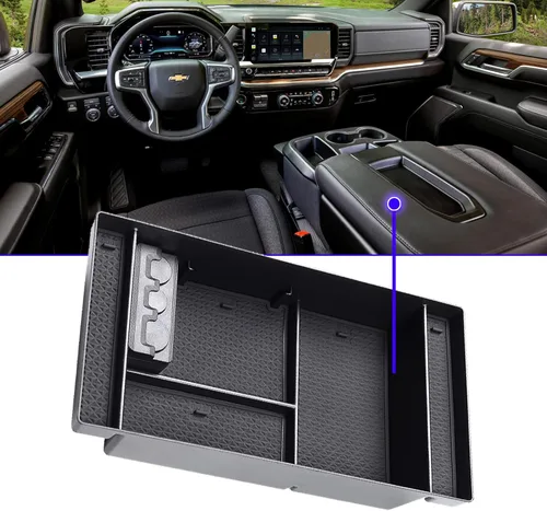 Miniatura 5 de Organizador de consola central para GMC Sierra Chevrolet Silverado 1500 2019-2022, caja de almacenamiento para reposabrazos de consola central