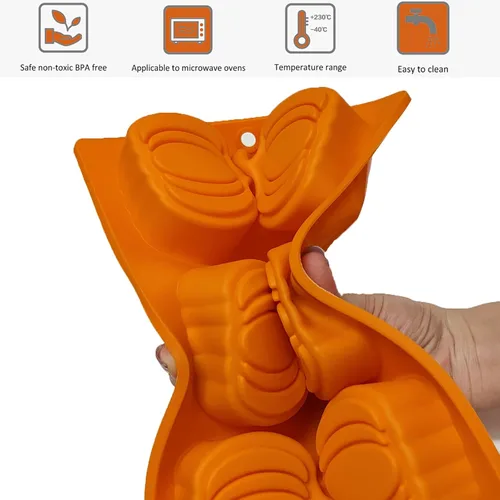 Miniatura 8 de Paquete de 2 moldes de silicona para pastel de calabaza, moldes de silicona para pastel de calabaza, moldes de chocolate de Acción de Gracias, 12