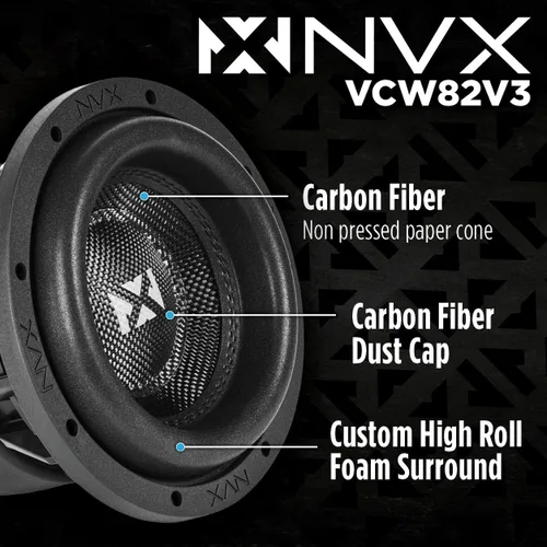 Miniatura 2 de NVX VCW82v3 - Subwoofer para automóvil de 8" pulgadas, 1300 vatios máximo (650 W RMS) Dual 2-ohmios Serie VC (VCW82 Versión 3)