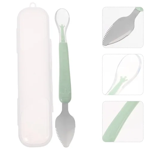 Miniatura 7 de Cuchara de bebé de doble cabeza, cuchara de silicona para bebés, cuchara de barro, cucharas de alimentación, juego de cuchara de entrenamiento