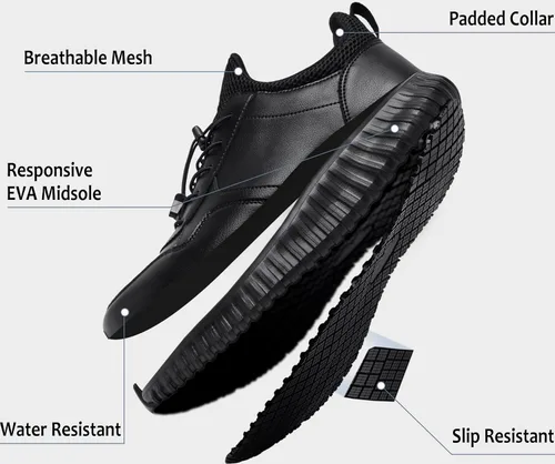 Miniatura 3 de Zapatos de trabajo antideslizantes e impermeables para hombre y tenis de restaurante o servicio de alimentos