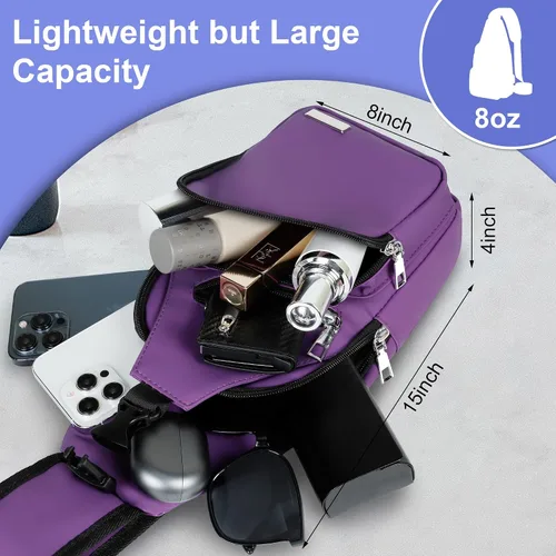 Miniatura 3 de redaica Bolso bandolera para mujeres y hombres, bolsa cruzada para el pecho, mochila con puerto de carga USB para caminar y senderismo