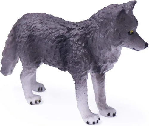Miniatura 2 de UANDME Juego de 4 figuras de juguete de lobo, figuras de animales de lobo, decoración de pastel familiar, regalo para niños (gris)