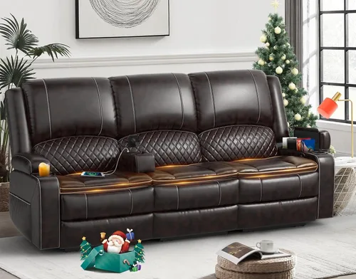 Miniatura 47 de Yolsali Sofá reclinable, sofá reclinable manual de 3 plazas con cojín de 2 niveles, sofás reclinables para sala de estar con consola removible