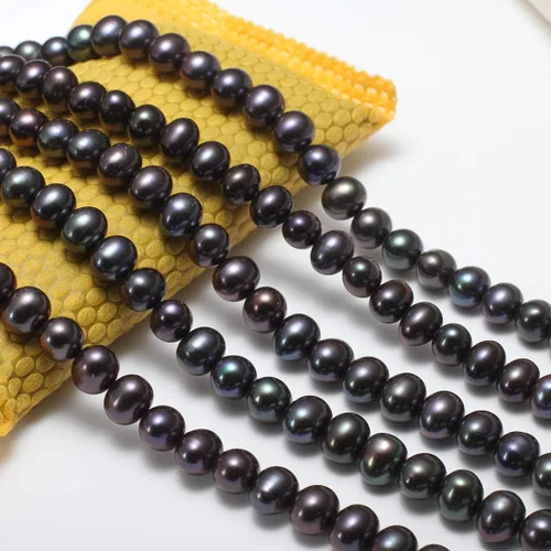 Cuentas de perlas naturales Wish de perlas cultivadas de agua dulce, botón de arroz, cuentas sueltas para hacer joyas de bricolaje (372849-negro,