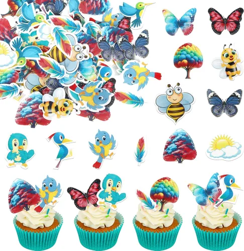 Miniatura 8 de Rsstarxi Paquete de 36 adornos para cupcakes Bee Oh Babee con purpurina Bumble Bee Oh Baby para cupcakes, decoración de pasteles de baby shower