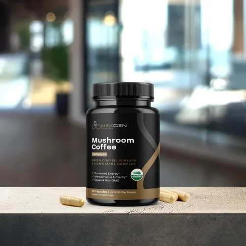 Miniatura 8 de Cápsulas de café de hongos 100% orgánicos, suplemento energético natural con 130 mg de cafeína de extracto de café verde y guayusa patentados