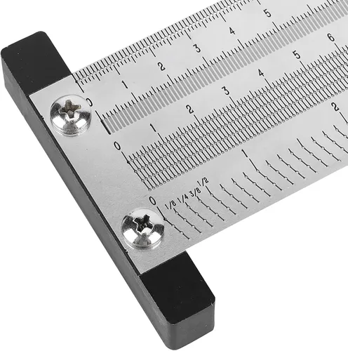 Miniatura 8 de Regla de marcado de ultra precisión, versión métrica de acero inoxidable para carpintería, herramienta de medición de alta precisión T cuadrada