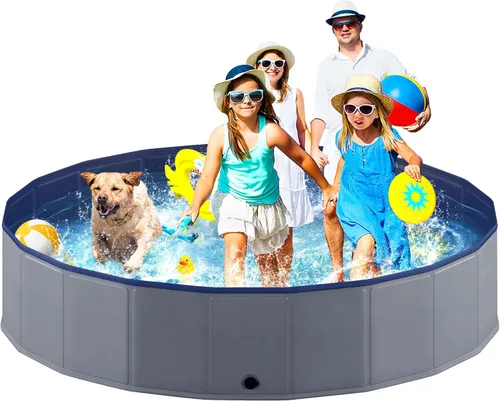 Miniatura 14 de Niubya - Alberca plegable para perros de plástico duro, bañera portátil para mascotas, perros y gatos, piscina para vadeo de mascotas