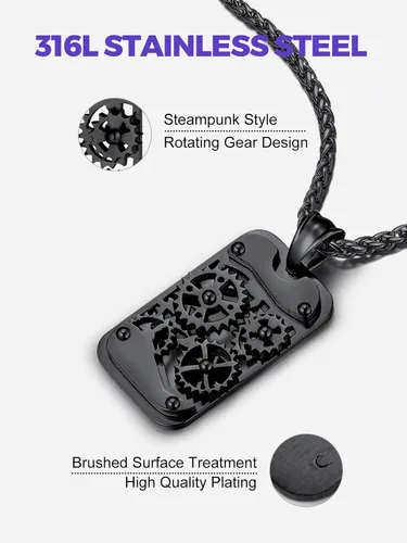 Miniatura 4 de Richsteel - Placa de identificación estilo Hip Hop militar para collar, fibra de carbón, colgante de bibliabala, para mujeres y hombres joya