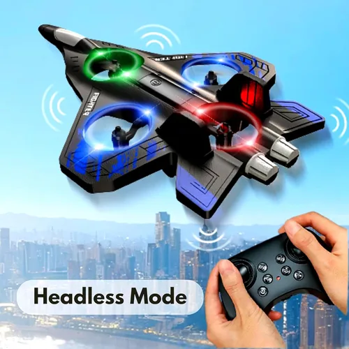 Miniatura 6 de Aviones de control remoto de espuma para niños y adultos principiantes, avión de combate RC con luz, juguete de caza de combate de 360°, rollo