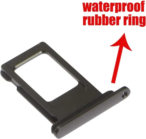 Miniatura 2 de Reemplazo de ranura para bandeja de tarjeta SIM para iPhone 11 (negro) con anillo de goma impermeable y pasador de expulsión