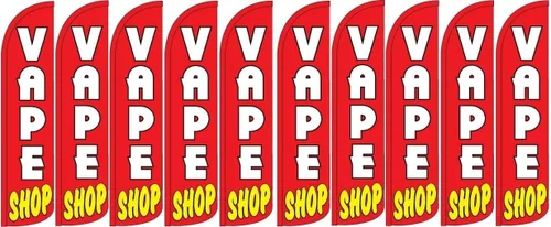 Miniatura 3 de OnPoint Wares Vape Shop - Letrero de bandera King con poste híbrido completo, paquete de 2, 3 pies x 11.5 pies, banderas de tienda de vapeo de alta
