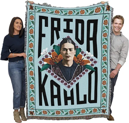 Miniatura 21 de Pure Country Weavers Frida Kahlo - Manta de mujer hermosa – Tapiz de regalo tejido de algodón – Fabricado en los Estados Unidos (72 x 54 pulgadas)