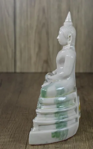Miniatura 3 de BUDDHO Estatua de Buda Sothorn de mármol blanco de 6 pulgadas de alto. Estatua de Buda tailandés sentada para decoración del hogar, decoración