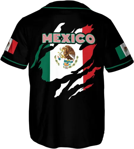 Miniatura 2 de Woseprints - Camiseta de béisbol mexicana personalizada para hombres y mujeres, con bandera mexicana, orgullo de la bandera mexicana