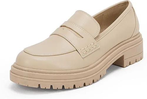 Mocasines de plataforma para mujer, suela de lengüeta, tacón grueso, antideslizantes, de piel sintética, casuales, cómodos, punta redonda, zapatos