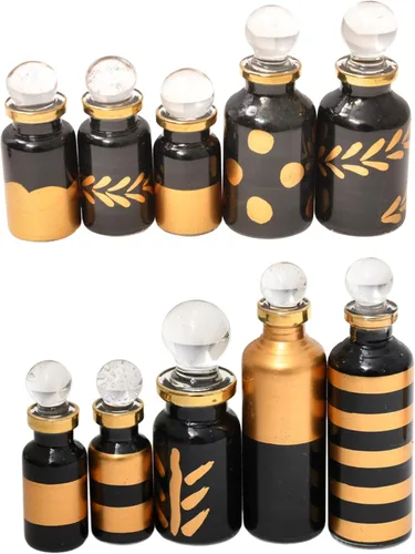 Miniatura 9 de Botellas de perfume egipcias, mini botellas de vidrio vacías para perfume, aceites esenciales o poción – Juego de 30 frascos pequeños decorativos