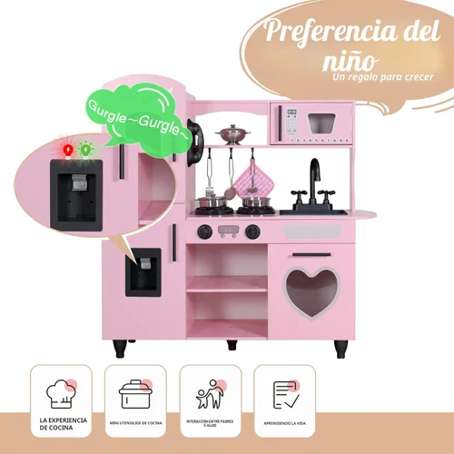 Miniatura 4 de TaoHFE Cocina de Juguete, Juego de Cocina Rosa para Niñas, Juego de Cocina para Niños de 6 a 8 Años, Regalo Juego de Cocina para Niños de 3+ Años