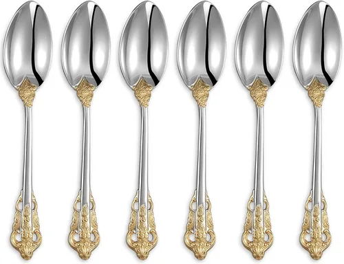 KEAWELL Lujoso juego de cucharas de espresso de 5.1 pulgadas, 6 piezas, mini cuchara de café, acero inoxidable 18/10, diseño magnífico con acabado