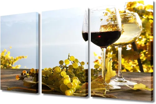Miniatura 100 de Obra de arte para paredes del hogar, 3 paneles de letras de vino tinto, pinturas de corcho, impresiones HD, arte de pared de corcho de vino sobre