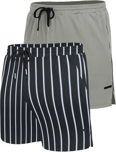 Miniatura 4 de COOFANDY Paquete de 2 pantalones cortos de entrenamiento de gimnasio para hombre, pantalones de malla ligeros para culturismo, entrenamiento